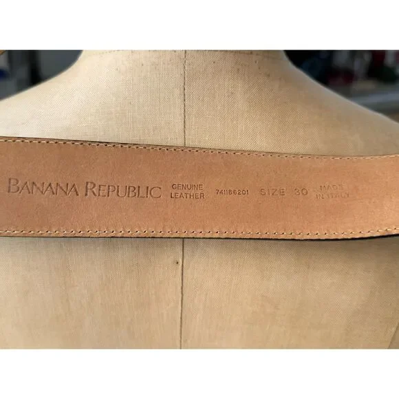 Banana Republic 100% Leather Black High Polish 1.5" Wide Classic Belt Size 30